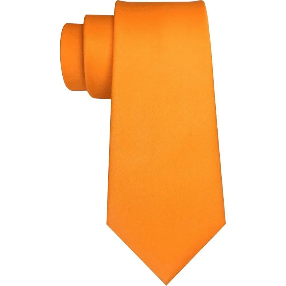 Men's Orange Solid Pure Color Imported Polyester Formal Neck Ties